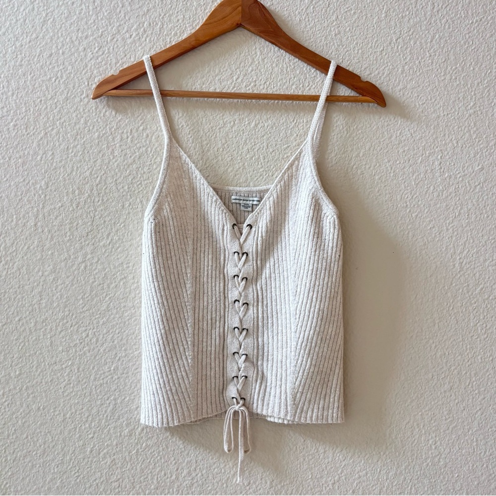 American Eagle Lace-up Knit Tank Top